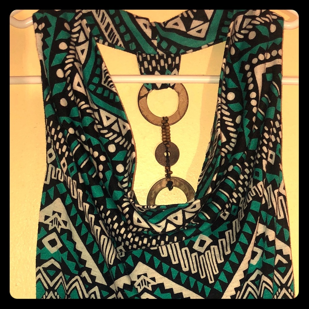 Pink Rose Turquoise and Black Tank sz Small